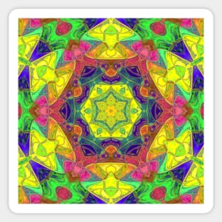 Mosaic Mandala Flower Yellow Pink and Green Sticker